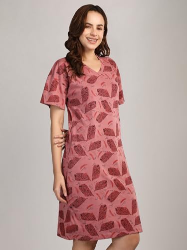 Image of Duchess Cotton Half Sleeve Oversized T-Shirts for Women| Nighty - Loose Fit Tee with Pocket