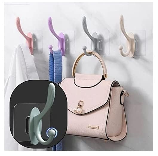 Grab It Big Adhesive Waterproof Stick on Adhesive Stronger Plastic Wall Hooks Hangers for Hanging Robe, Coat, Towel, Keys, Bags, Lights, Calendars (8)