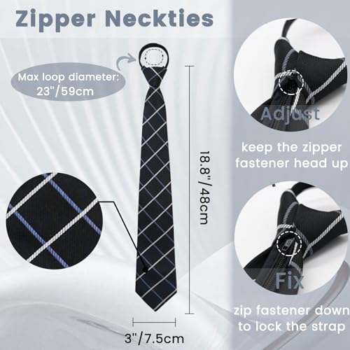 Image of Mens Tie Pre-tied Adjustable Men's Neckties, Zipper Ties for Men Accessories Business Wedding Party