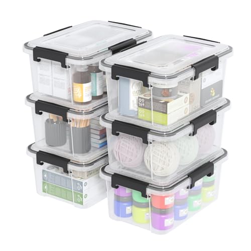 6-Pack 12 Quart Stackable Storage Bin with Latching Lid and Tight...