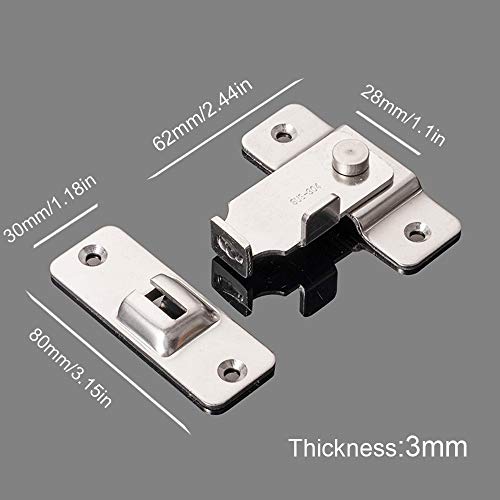 Right Angle Lock, 2.4 inch 90 Degree Latch Flip Right Angle Door Lock Sliding Barn Door Lock Farm Gate Latch Barn Door Latch Hardware for Closet, Shed, Cabin, Garage, Sliding Doors, Pet Cage