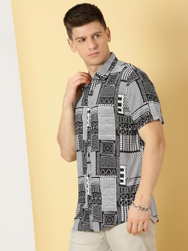 Image of Thomas Scott Men's | Printed | Half Sleeve | Regular Fit | Cotton Blend | Spread Collar | Casual Shirt