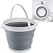 Produktbild Zusammenklappbarer Wassereimer  Silikon-Kunststoffeimer mit Tragegriff, großer Faltbarer Eimer für Angeln, Camping, Rucksackreisen, Reinigung und Autowäsche, 10 l (Grau)