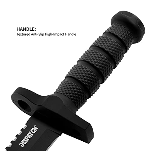 Dispatch Fixed Blade Hunting Knife with Sheath, 12-inch Survival Knives for Men Tactical Bowie Knife with Non-Slip Handle for Bushcraft, Outdoor Camping