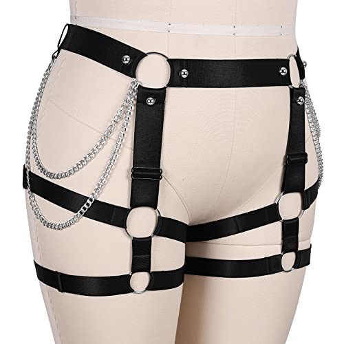 Womens Plus Size Leg Belt Garter Belt Harness Body Cage High Waist Hollow Out Gothic Punk Dance Rave3