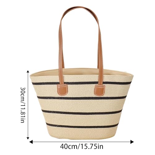 Bolso de paja tejida boho con gran capacidad de almacenamiento 3