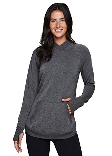 RBX Active Women's Fashion Yoga French Terry Lightweight Pullover Hoodie Sweatshirt With Pocket F20 FT Heather Charcoal M
