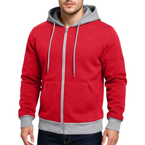 Mens Hoodie Lightweight Full Zip Sweatshirt Casual Jacket Coat, S-2XL