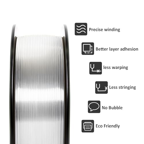 Image of PLA Filament 1.75mm, GIANTARM Classic PLA 3D Printer Filament 1kg Spool (Transparent)