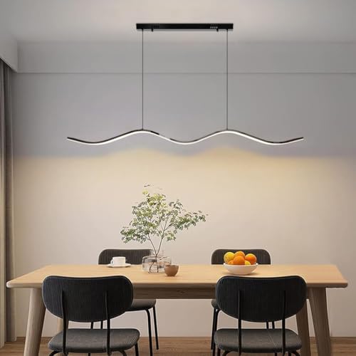 Lámpara lineal LED de techo ondulada para iluminar la isla de cocina moderna 5