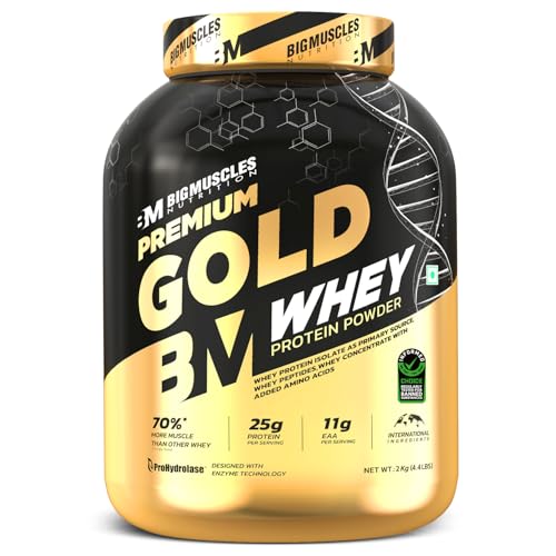 Bigmuscles Nutrition Premium Gold Whey 2Kg Whey Protein Isolate Blend |USA FDA REGD. BRAND | 25g Protein Per Serving [Rich chocolate]