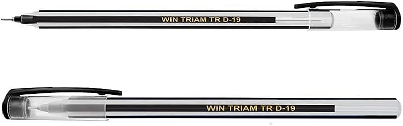 WIN Triam TR Ball Pens | 100 Black Pens | Transparent Lightweight Body Design | 0.7mm Tip for Smooth Flow of Ink | Non-Refillable Use and Throw Pens | For One Time Use