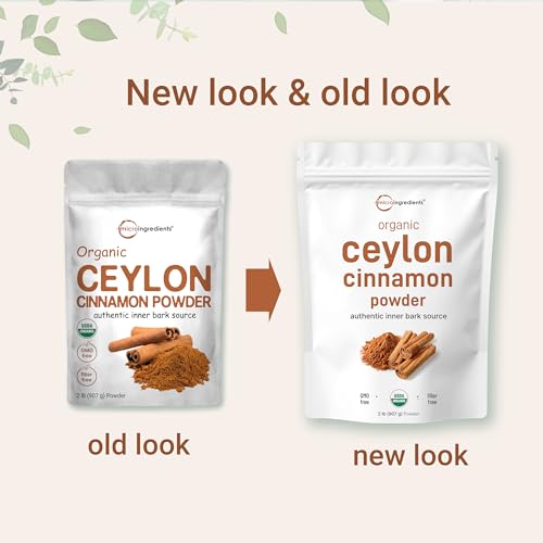 Micro Ingredients Organic Ceylon Cinnamon Powder, 2lbs | Premium Sri Lanka Cinnamon for Spice & Seasoning | Great for Baking, Cooking & Drinks | Additive Free, Non-GMO, Bulk Supply