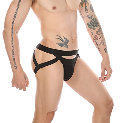 Men'S Thong Underwear Sexy Men Bondage Underwear Jockstrap G String Elastic Hollow Lingerie Thong T-Back3