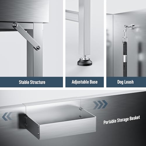 Image of 38 inch Stainless Steel Dog Washing Station - 304 Seamless Soaking Tub for Small & Medium Dogs, Non-Slip & Leak-Proof Pet Grooming Sink with Bottom Storage Shelf & Hair Catcher for Home & Spa