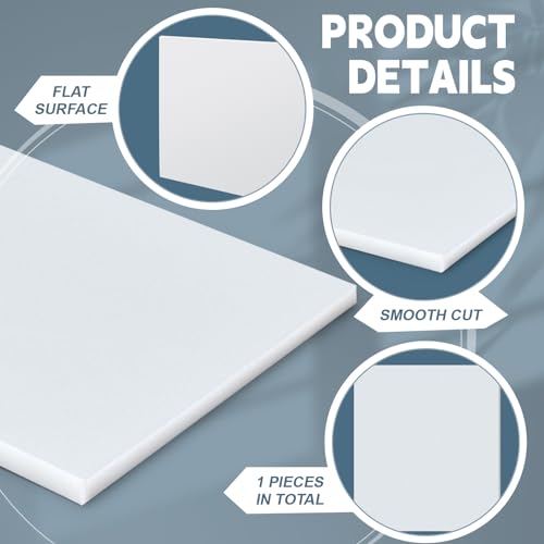 Image of Sasylvia 2 Pcs HDPE Sheet, HDPE Plastic Sheet Flexible High Density Polyethylene Board Solid Plastic Block for DIY Projects for Machining Home(White,1 /2 inchx12 inchx24 inch)