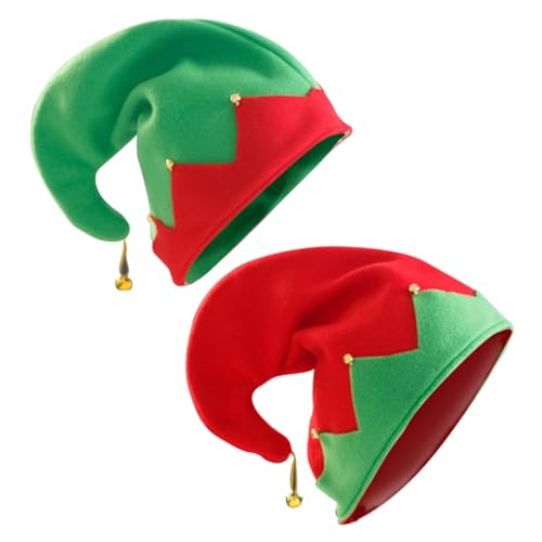LRXIYODE 2 Stück Festliche Elf Zipfelmützen Rot Grün Weiche...