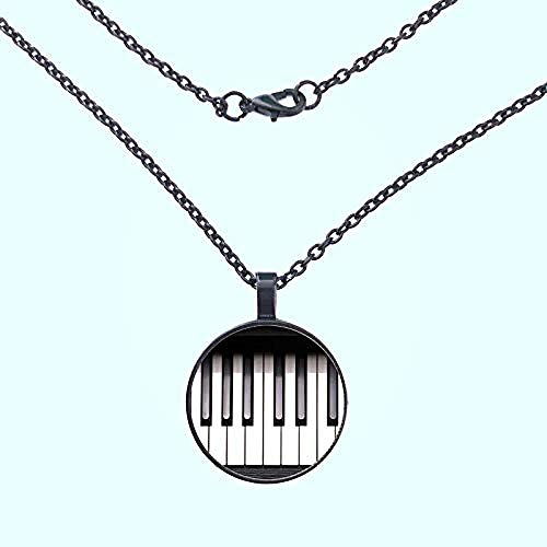 Preisvergleich Produktbild CKAWM Halskette Neue Klaviertasten Glasanhänger Halskette Handgemachte DIY Lange Halskette Schmuck Mit Buchstaben Bilder Und Anhänger