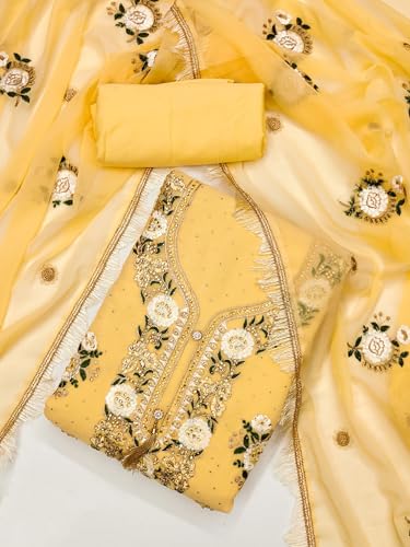 Image of Women's Georgette Embroidery Work Unstitched Dress Material