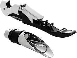 WOLFF - Conjunto Saca-Rolhas 2 Estágios de Aço Inox e Bico Dosador para Vinho - Sofisticação e Praticidade