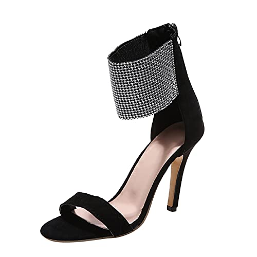 Sandales talon haut daim femme avec fermeture éclair colorée chic