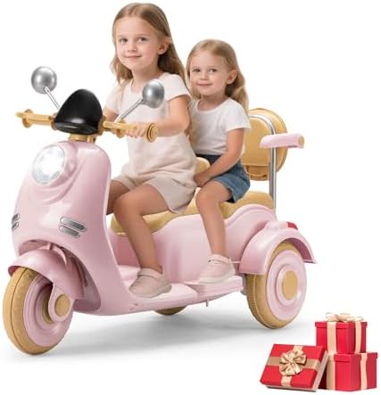 Stopsad Kids Electric Motorcycle, Ideal Moped for Girls Ages 3-8, 3 Wheel Electric Scooter, 6V Ride On Scooter for Kids with Storage Compartments, for Girls & Boys