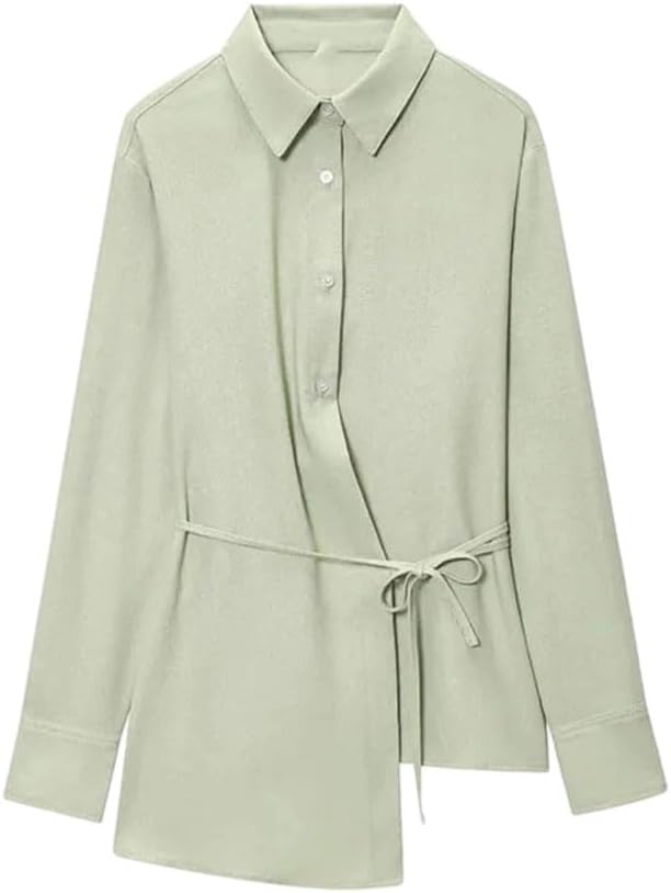 Women's Asymmetrical Hem Straight-Cut Solid Color Shirt