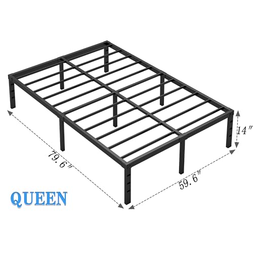 image for NEW JETO Metal Bed Frame,Queen Size Bed Frame with Storage Space,Heavy