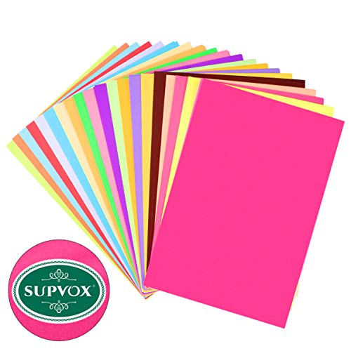 SUPVOX Papel de cartão colorido, 21 x 28 cm, 100 folhas, 20 cores, kit clássico de cartolina para in
