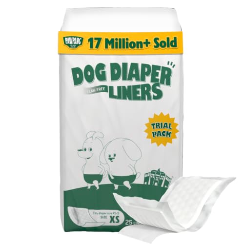Image of PAWPANG Dog Diaper Liners Trial Pack, Absorbent Inserts, 25ct, XS | Try Before Full Pack