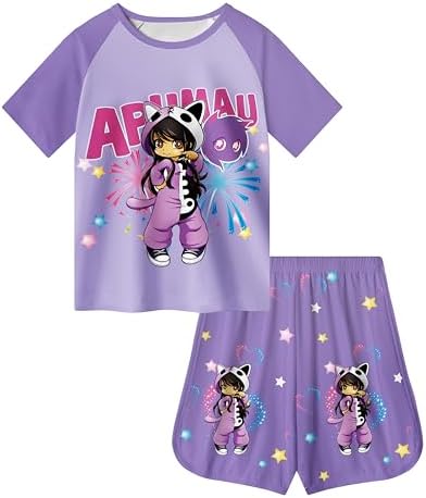 Girl&#39;s Cute Cartoon Shirt and Pants Set: Lovely and Comfy Two Piece Outfit for Kids