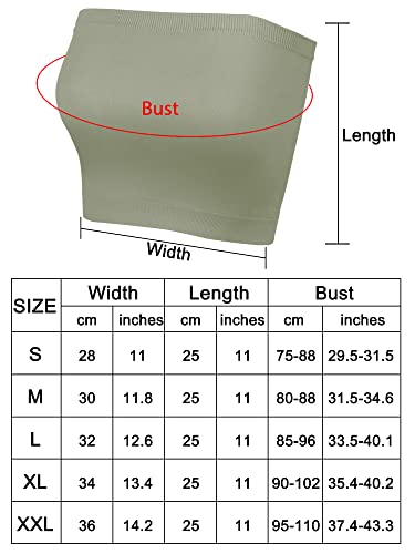 Strapless Bandeau Bra Non Padded Stretchy Bandeau Tube Bra Seamless Strapless Bralette For Women Girls (Black, Green, Grey, S) #TOP2