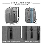 Carry On Backpack, 50L Extra Travel Laptop Backpack for Men Women, Big Bag Business Travel Essentials Gifts for men, 17 Inch Laptop Backpack Computer Bag Gifts for Him Men, Grey - Image 3