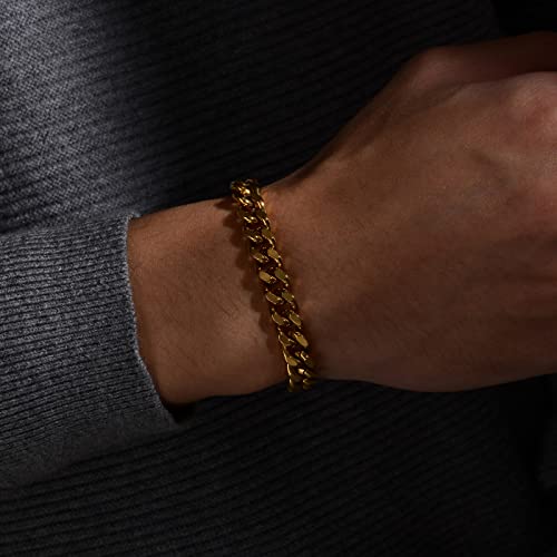 Vnox Gold Bracelet For Men - Cool 7 Mm Mens Stainless Steel Bracelet Width Cuban Link Chain Bracelets For Men Women, Hip Hop Jewelry Gifts For Him Her Boyfriend #TOP1