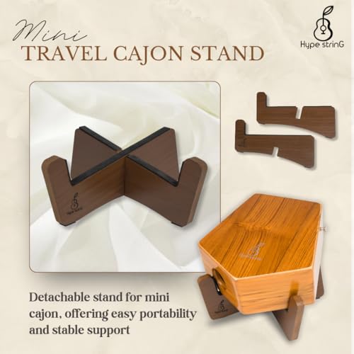 Image of Hype String Mini Travel (Double-Sided) Cajon || Made of Solid Teak Wood With Cover Bag, Strap and Stand