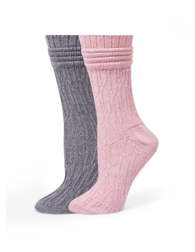Image of HUE womens Crew Length Boot Socks, 2 Pair Pack