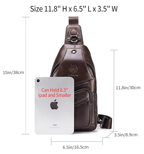 Image of Crossbody Bag for Men Genuine Leather Sling Bag Small Chest Shoulder Bag Durable Men Bag Crossbody