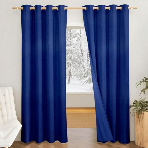 Amazon Brand - Solimo Polyester 100% Blackout Plain Window Curtains|100% Room Darkening| Blackout Window Curtains| 5 Feet |Set of 2| Plain Design | for Living Room Kids Room and Bedroom | Color- Blue