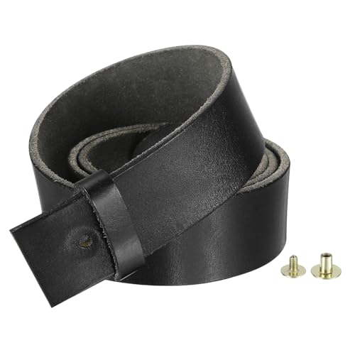 uxcell Men Leather Belt Strap without Buckle Head, Width Replacement Straps with Snap Rivet for Pin Buckle Belts3