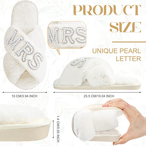 Image of Xtinmee Personalized Initial Wedding Bride Slipper Mrs Pearl Letter Makeup Bag Bachelorette Party Bridal Shower Wedding Gifts(M)