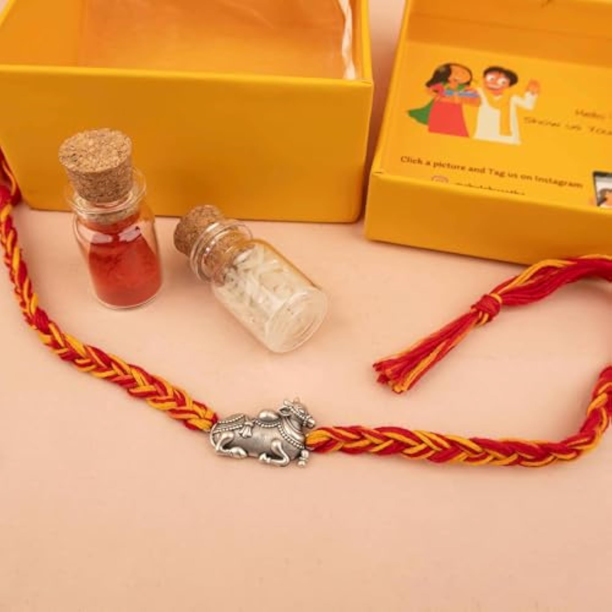 925 Solid Sterling Shiva Nandi Sacred Rakhi, Oxidized Silver