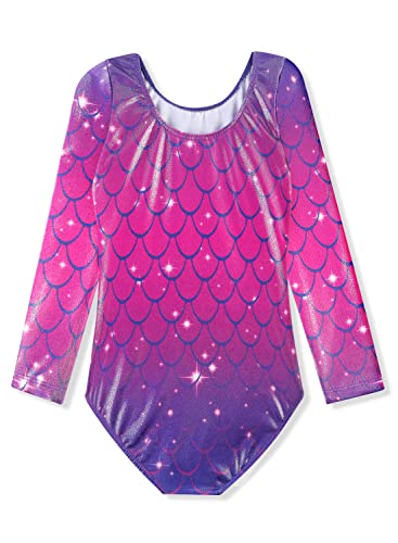 HOZIY Long Sleeve Leotards for Girls Gymnastics Kids Toddler Tumbling Outfits Floral Unicorn Galaxy Rainbow Stripe Pattern
