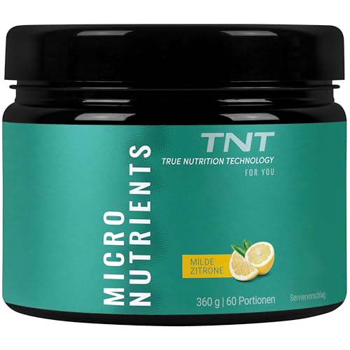 TNT Multivitamin Pulver mit 24 Vitaminen & Mineralien (360g) • Vitamin Komplex mit Grüntee Extrakt, Spirulina & Coenzym Q10 • Micronutrients (Mild Lemon)