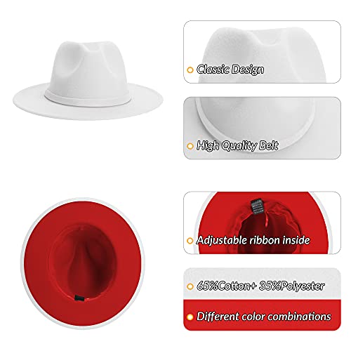 Image of KUJUHA Women Men Wide Brim Fedora Hat