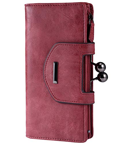 Women's leather organizer wallets clutch purse with checkbook and…