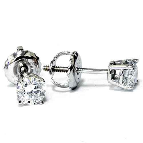 Pompeii 3/4ct Diamond Studs Screw Back 14K White Gold3