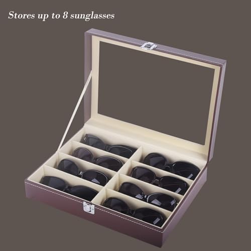 Image of AUTOARK Leather 8 Piece Eyeglasses Storage and Sunglass Glasses Display Case Organizer