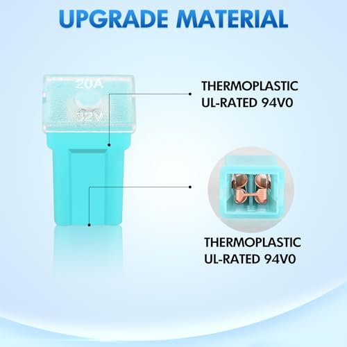 Nilight 30pcs Jcase Car Fuse Assortment Kit Low Tall STD Profile Box Shaped Fuses Replacement 20A 30A 40A 50A 60A for Cars Trucks SUVs RVs