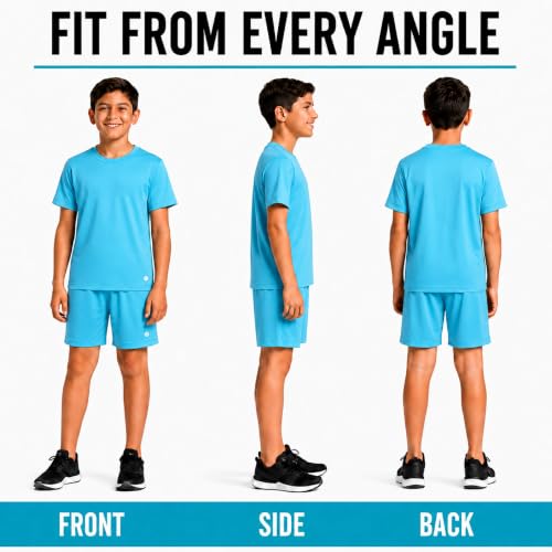 Image of RBX Boys Short Set - 2 Piece Active Performance Short Sleeve Athletic Shirt and Basketball Shorts with Elastic Waistband