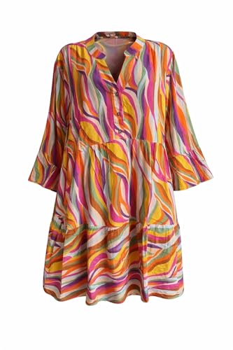 Aniston Plus Kleid Sommerkleid Damen Große Größen Viskose Volant graphisches Muster Mehrfarbig